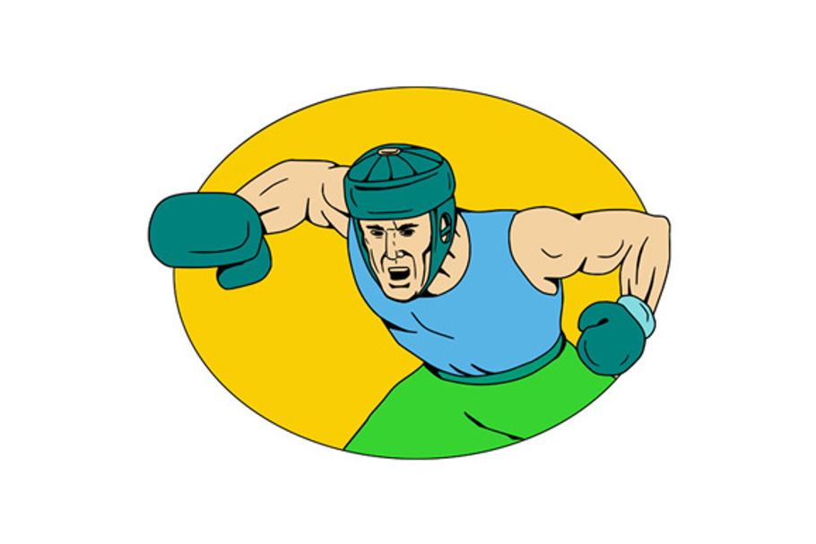 Amateur Boxer Knockout Punch Drawing