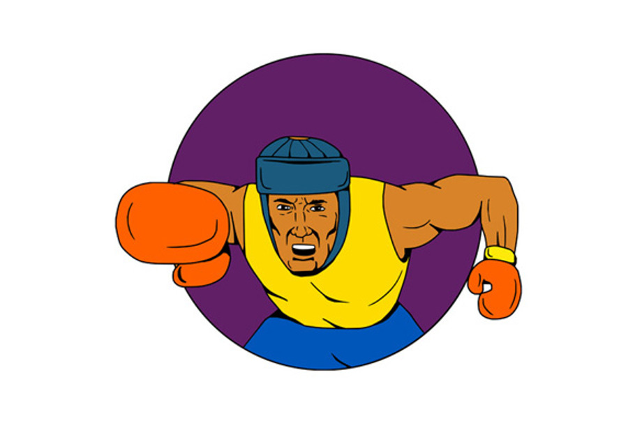 Amateur Boxer Punching Circle 