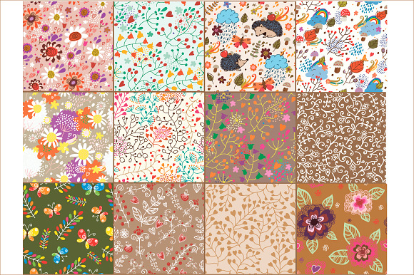 Set of seamless floral patterns ♥ in Patterns - product preview 1