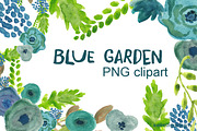 Clipart Flowers blue garden