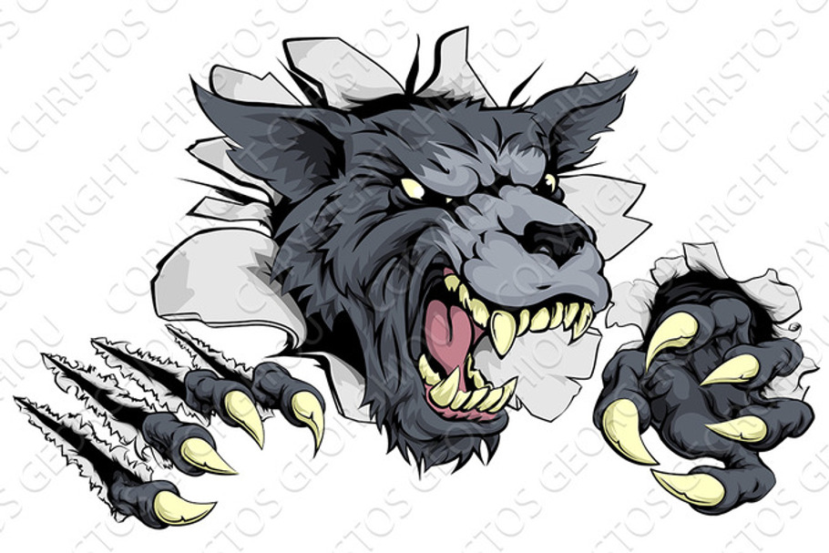 Wolf or Werewolf ripping through in Illustrations - product preview 8