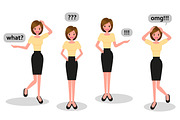 Cartoon character of a beautiful young woman in various poses