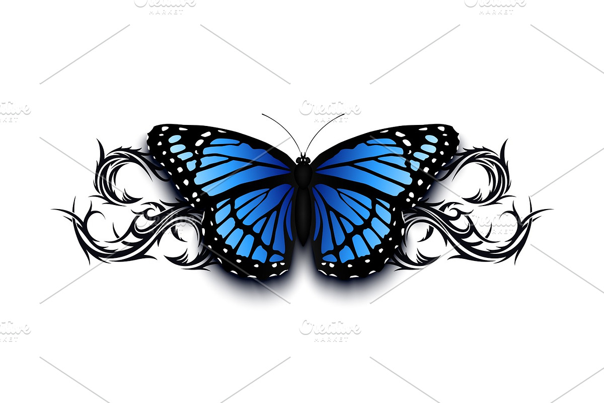 Realistic butterfly on top of abstract tribal. in Illustrations - product preview 8