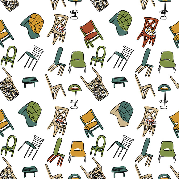 chairs doodle illustration in Illustrations - product preview 1