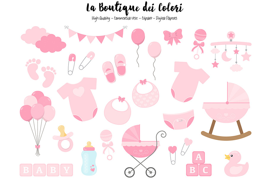 Pink New Baby Girl Clipart 