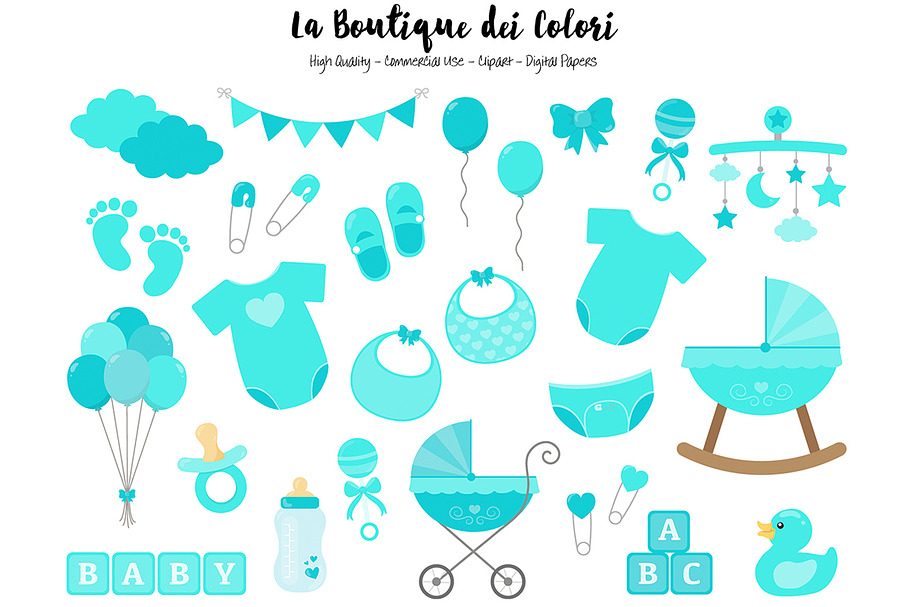 Turquoise New Baby Clipart 