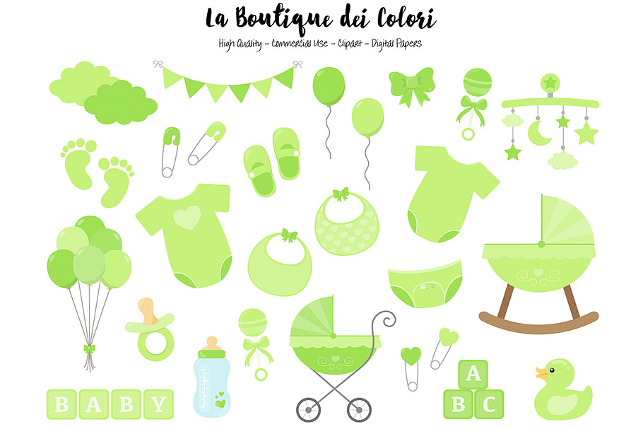 Green Baby Shower Clipart