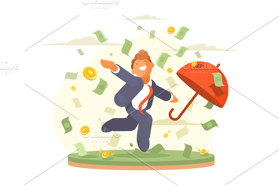Businessman dances under money rain in Illustrations - product preview 8