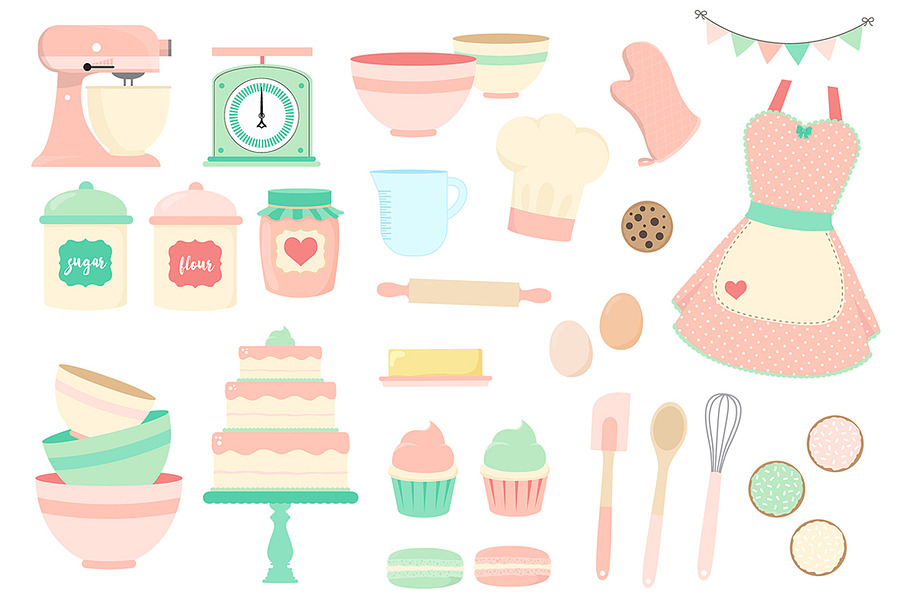 Pink and Mint Kitchen Clipart