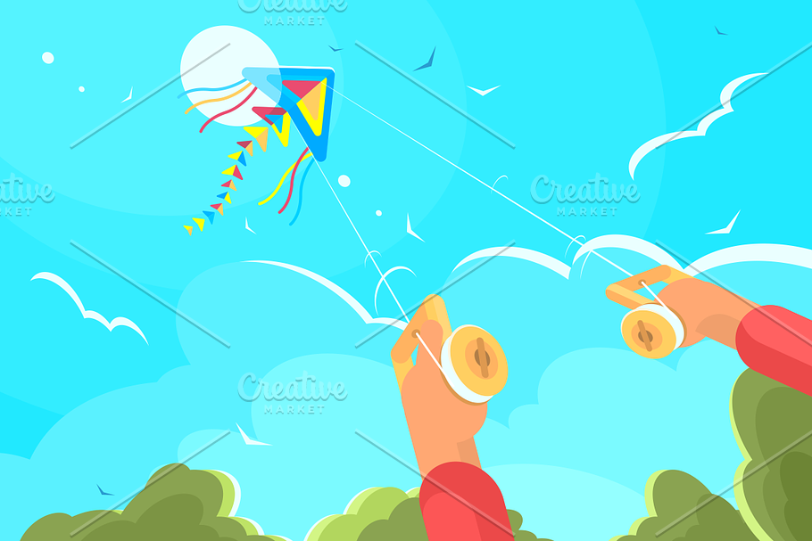 Playing with kite in Illustrations - product preview 8