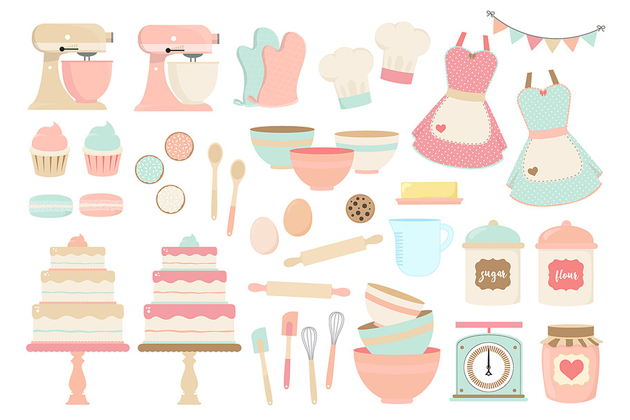 Pink and Blue Baking Clipart