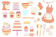 Coral and Purple Baking Clipart