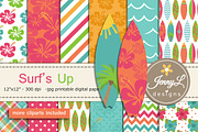 Surfing Digital Papers & Clipart