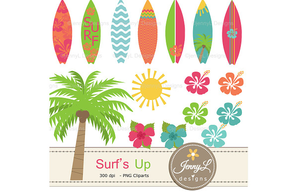 Surfing Digital Papers & Clipart in Patterns - product preview 1