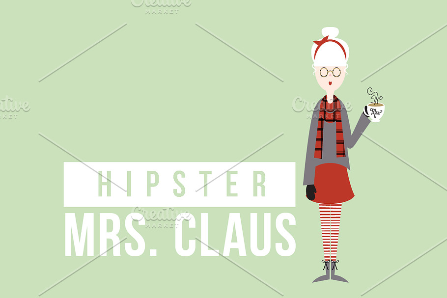 Hipster Mrs. Claus in Illustrations - product preview 8