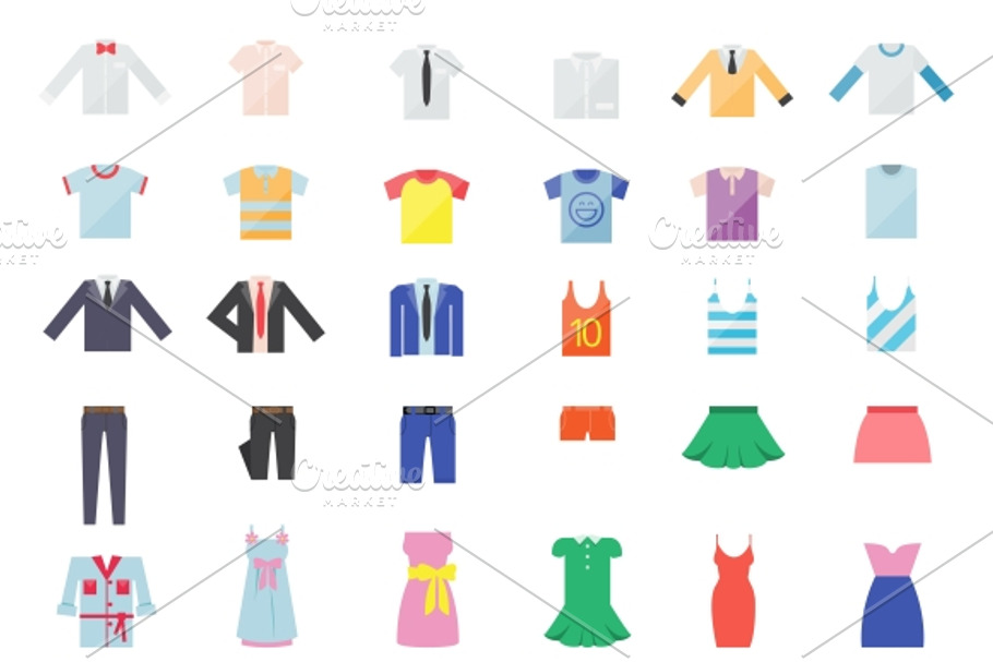Large Set of Clothing Icons