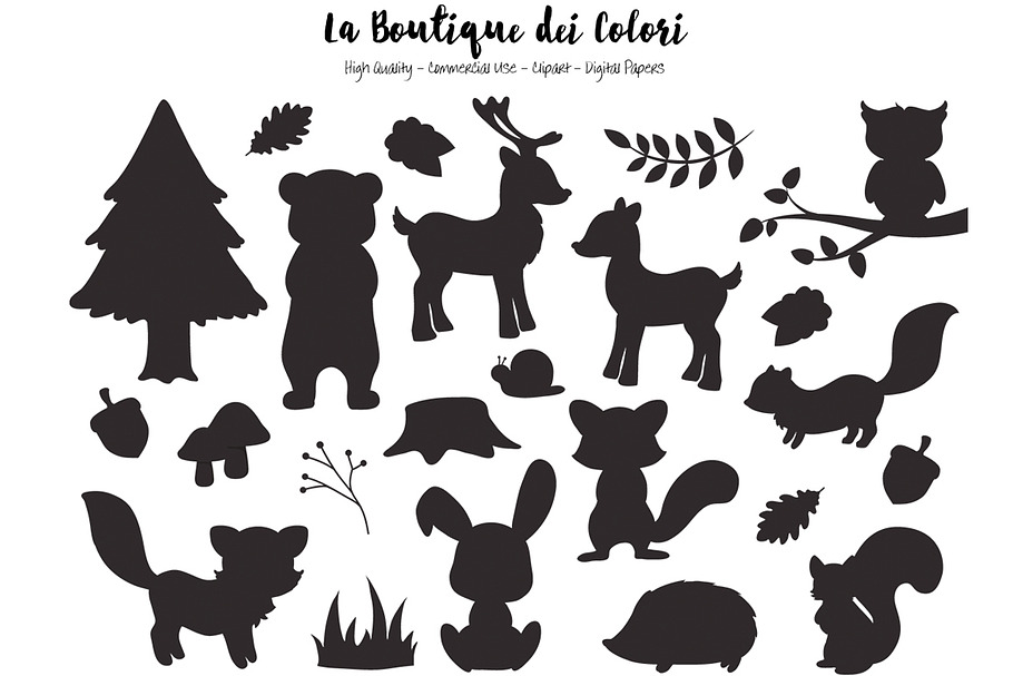 Silhouette Woodland Animal Clipart