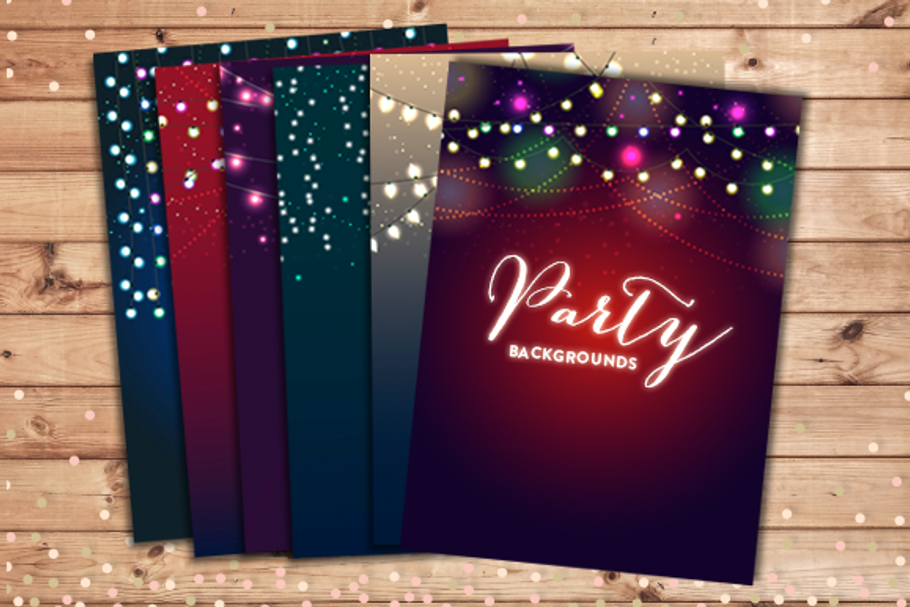 Party Lights Backgrounds EPS and JPG in Postcard Templates - product preview 8