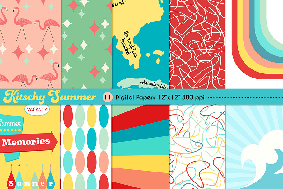 Kitschy Summer Digital Backgrounds