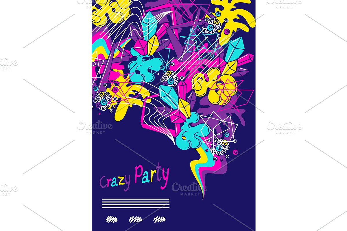 Trendy colorful background crazy party. Abstract modern color elements in graffiti style in Illustrations - product preview 8