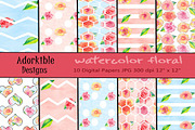 Watercolor Floral Digital Papers