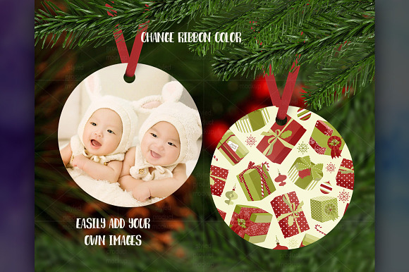Double sided round ornament mockup in Mockup Templates - product preview 1