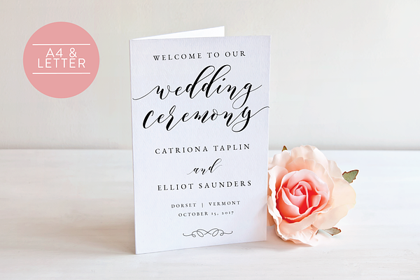 Wedding Program Folded - Editable