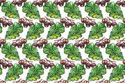 Watercolor oak leaf seamless pattern