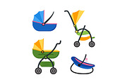Classic Baby Carriage Set. Vector