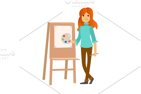 Painters at Work Easel Palette in Illustrations - product preview 1