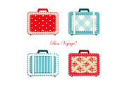 Retro suitcases as fabric applique in shabby chic style
