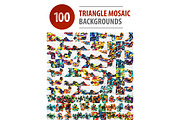 Mega collection of 100 polygonal triangle mosaic abstract backgrounds