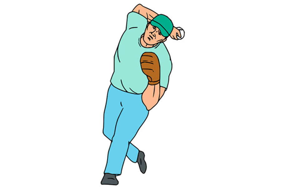 Baseball Player Pitcher Throwing  in Illustrations - product preview 8
