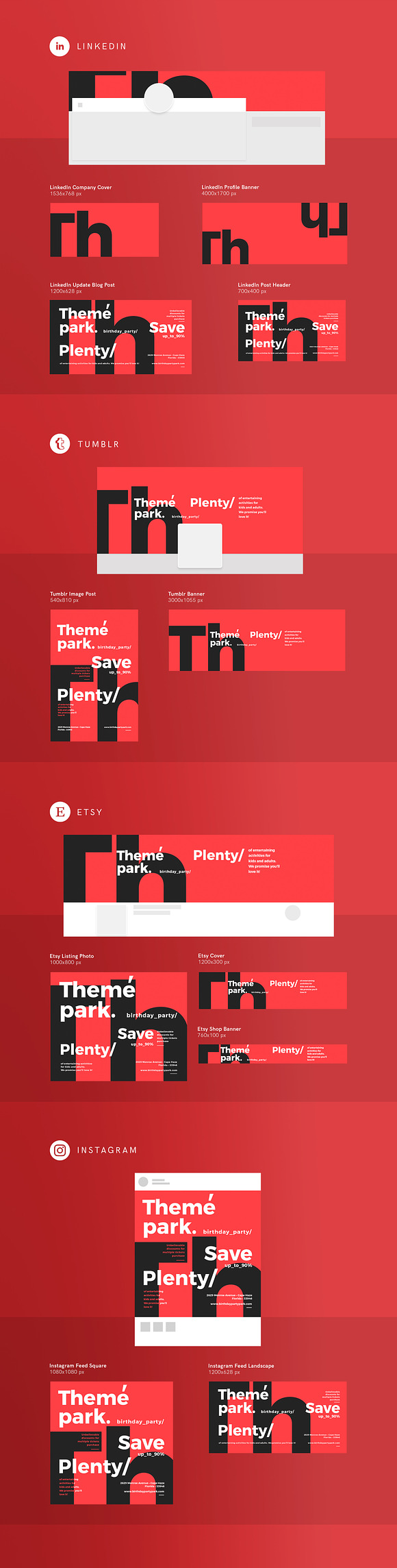 Social Media Pack | Theme Park in Social Media Templates - product preview 1