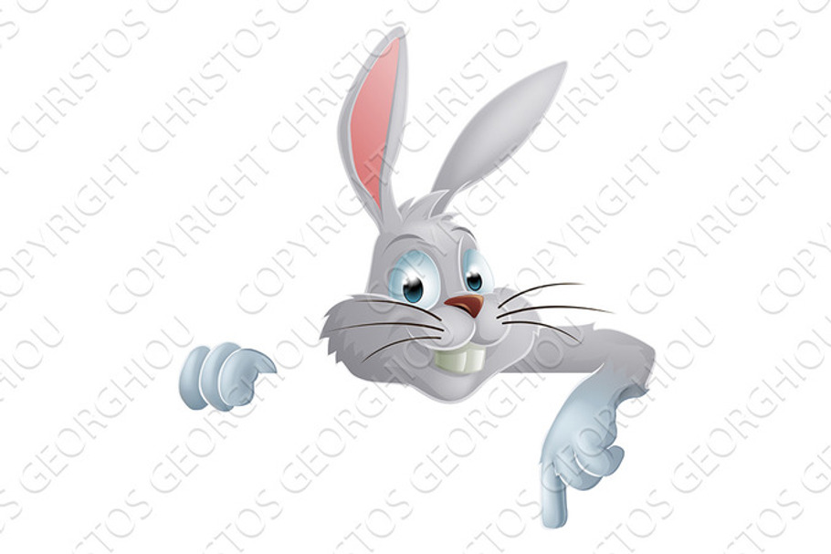 Easter bunny pointing down in Illustrations - product preview 8