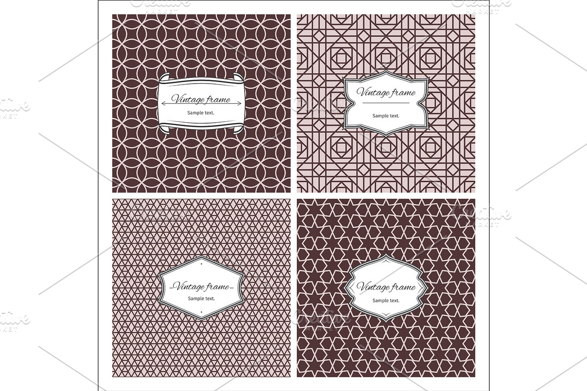 Sepia color seamless patterns with frames in Textures - product preview 8