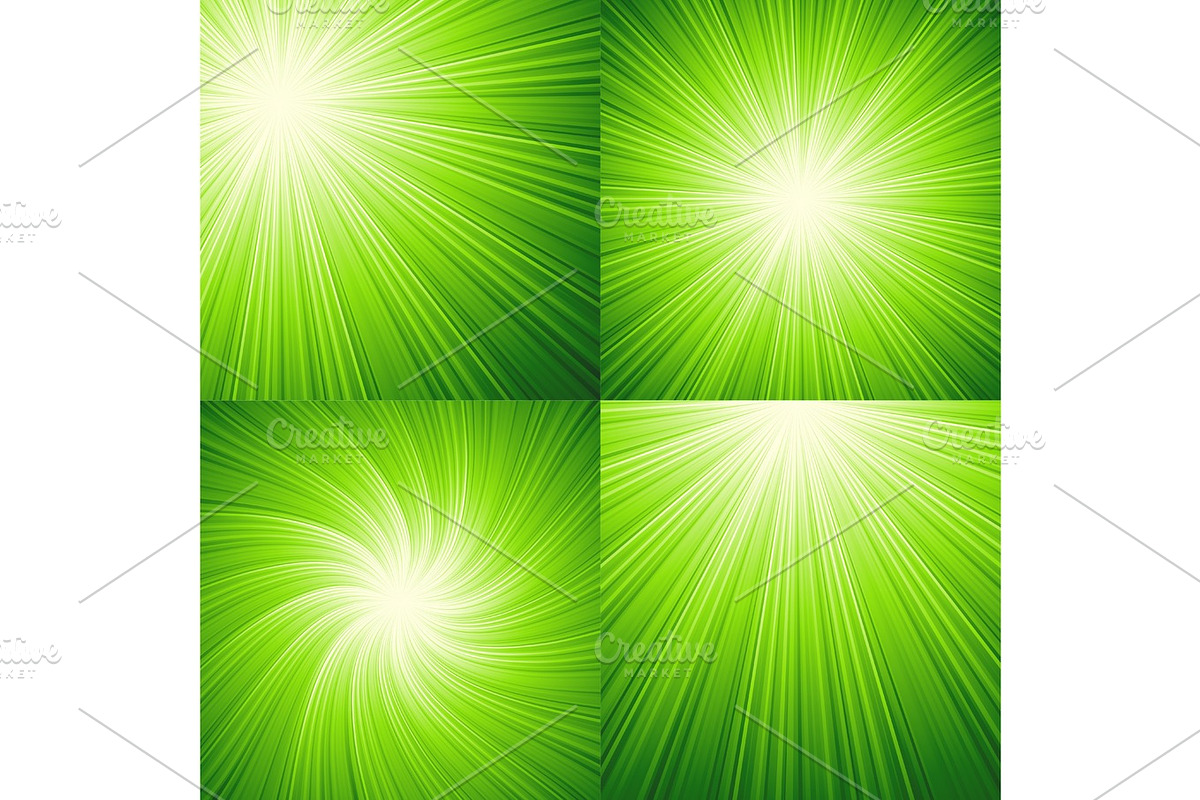Sunbeams green  vector illustration background in Graphics - product preview 8
