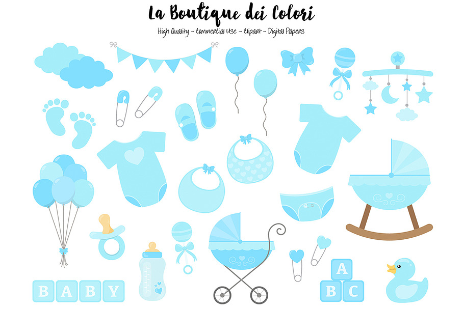Blue New Baby Boy Clipart 