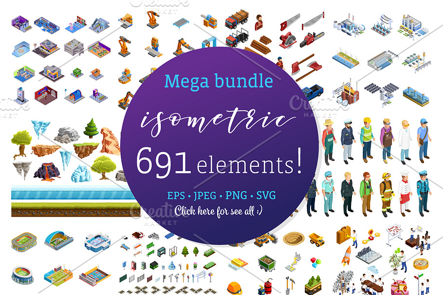 Mega Isometric Set in Construction Icons - product preview 8