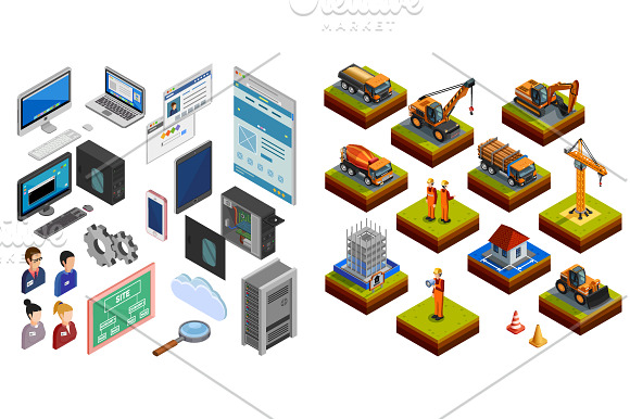 Mega Isometric Set in Construction Icons - product preview 3