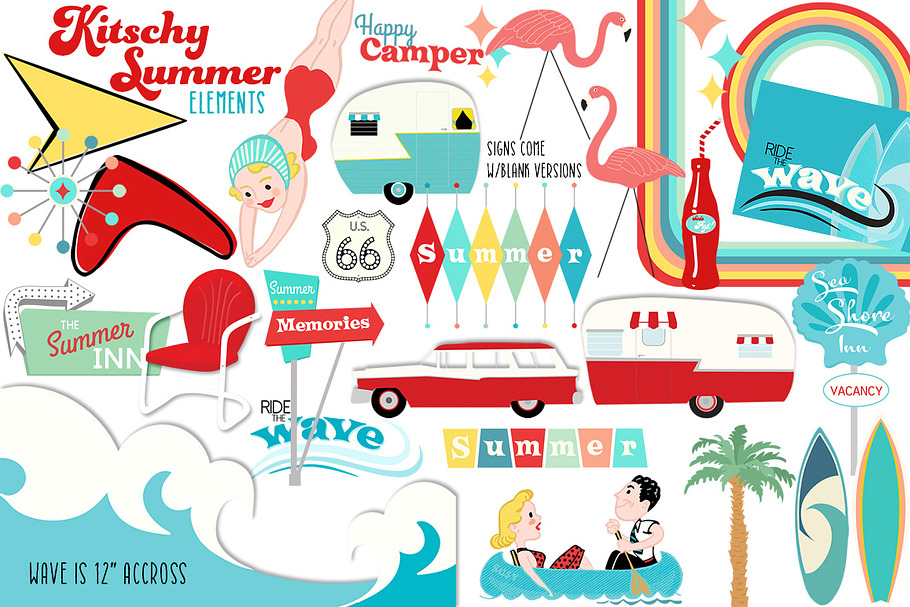 Kitschy Summer Elements in Illustrations - product preview 8