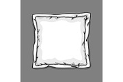 Bed pillow template isolated on gray background. Sketch illustration