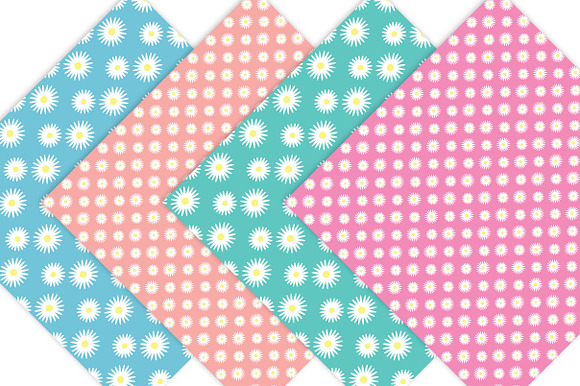 Daisy Digital Paper - Pastel Rainbow in Patterns - product preview 4