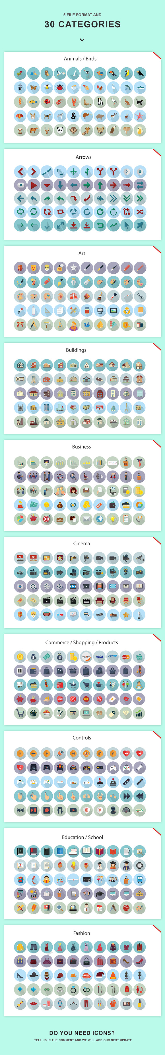 Jumbo Flat-Glyph Icons Set in Animal Emoticons - product preview 5
