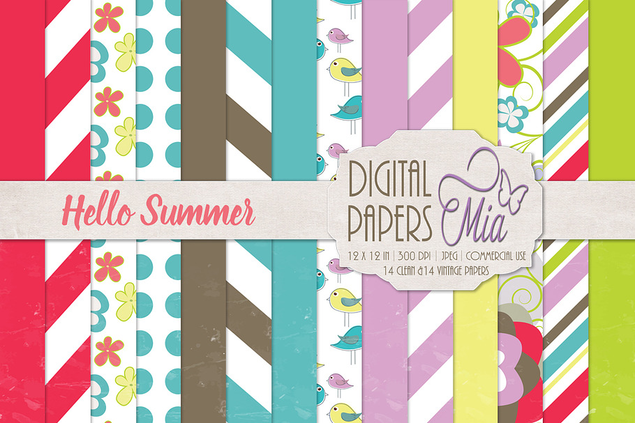 Hello Summer Digital Papers