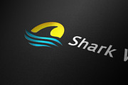 Shark Sunset Beach Logo Symbol