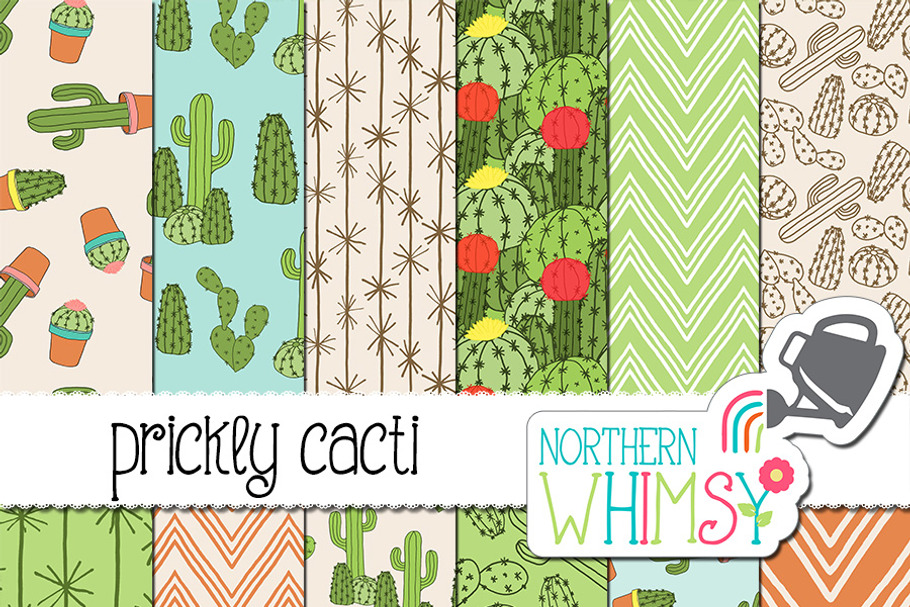 Cactus Seamless Patterns