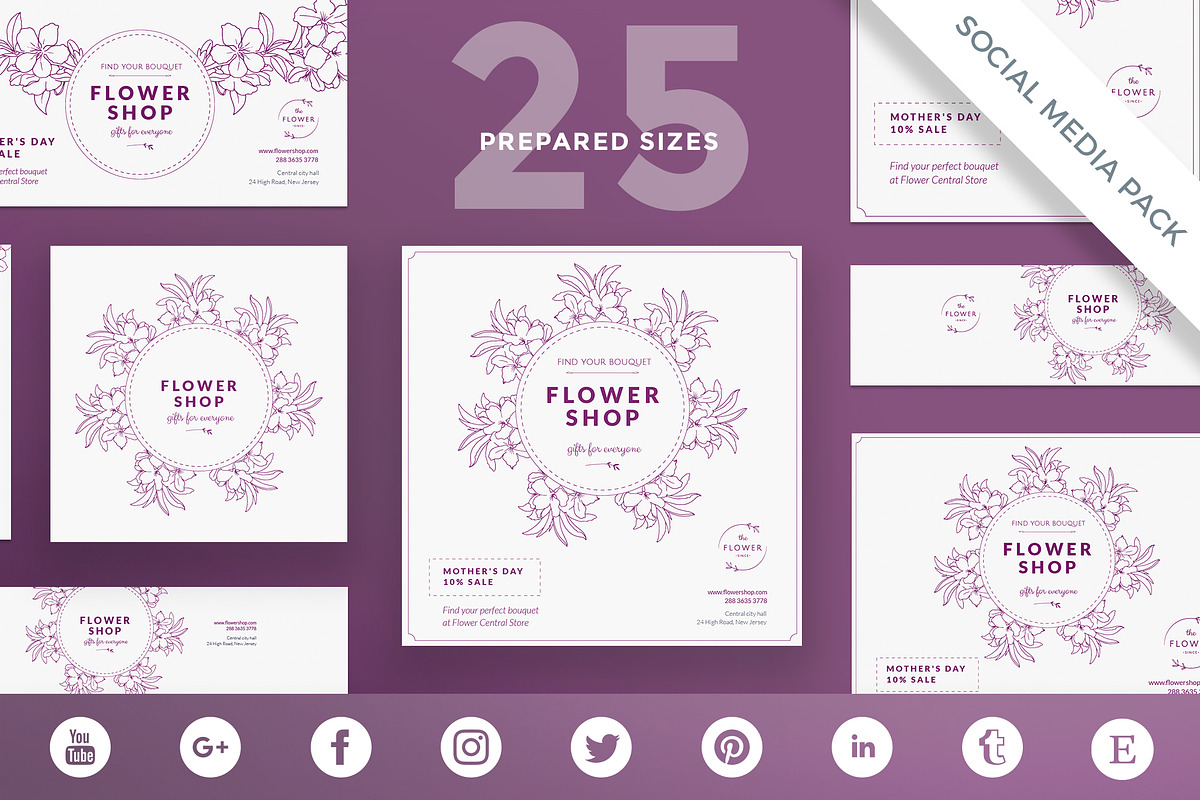 Social Media Pack | Flower Shop in Social Media Templates - product preview 8