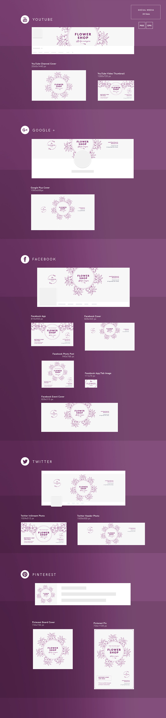 Social Media Pack | Flower Shop in Social Media Templates - product preview 1