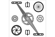 Multispeed BMX bike brake parts, pedals, peg gears and wheels